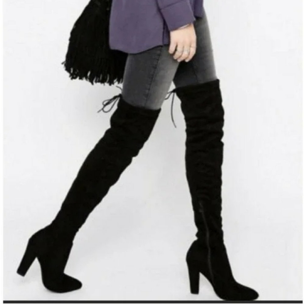 Sam Edelman Kent Black heeled Over the Knee faux suede Boots size 10